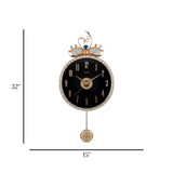 wall clock sawan crown with pendulum black 32"x15'' china