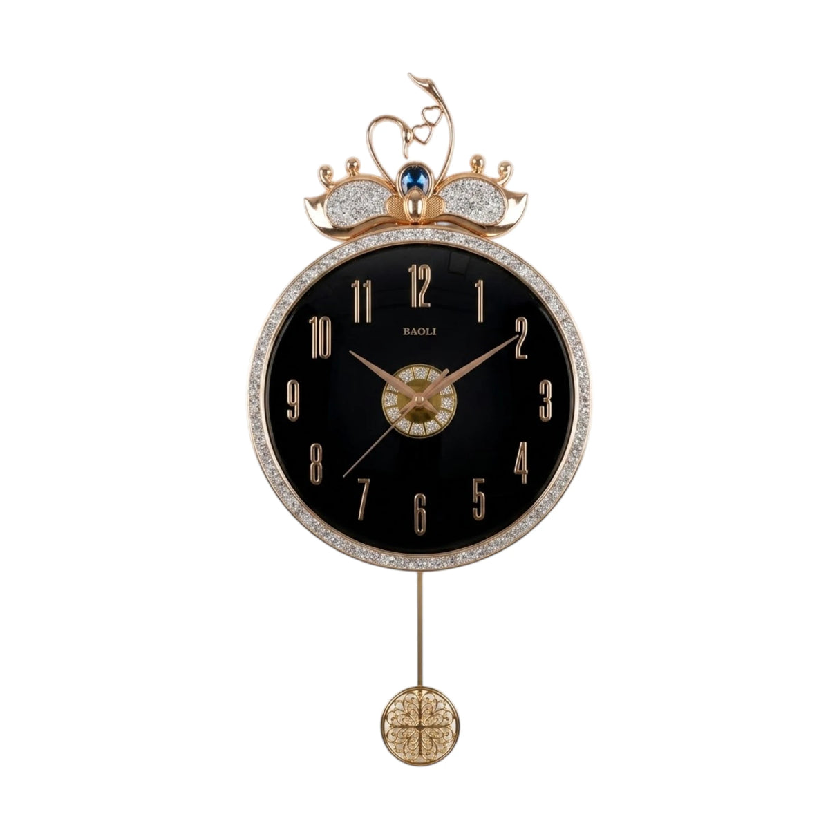wall clock sawan crown with pendulum black 32"x15'' china