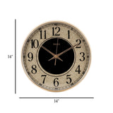 wall clock black & golden 14''x14'' china