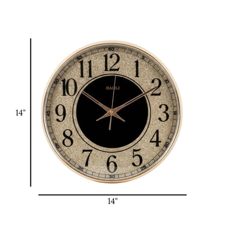 wall clock black & golden 14''x14'' china