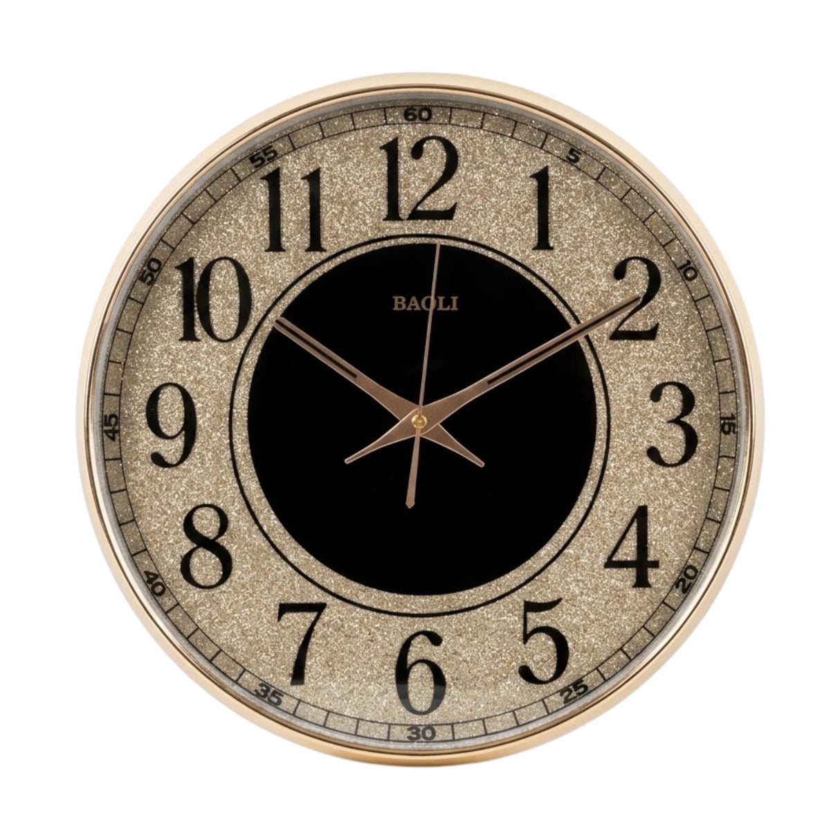 wall clock black & golden 14''x14'' china
