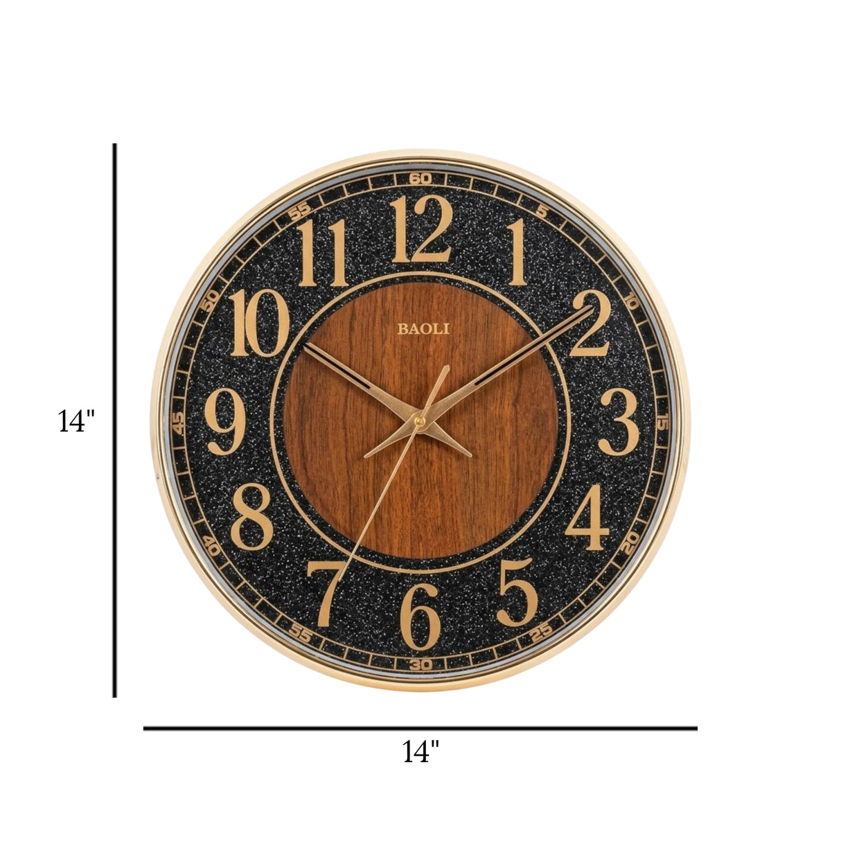 wall clock brown & black 14''x14'' china