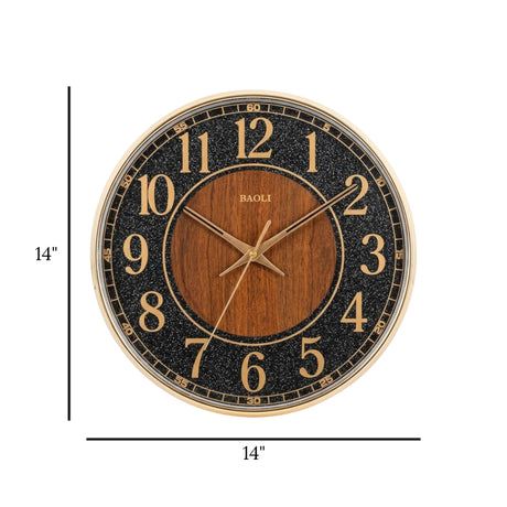 wall clock brown & black 14''x14'' china