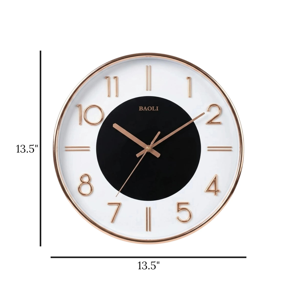 wall clock black & golden 13.5''x13.5'' china