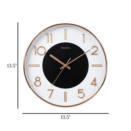 wall clock black & golden 13.5''x13.5'' china
