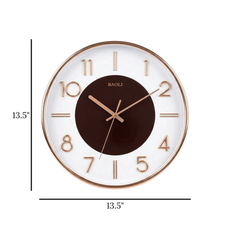 wall clock browm & golden 13.5''x13.5'' china