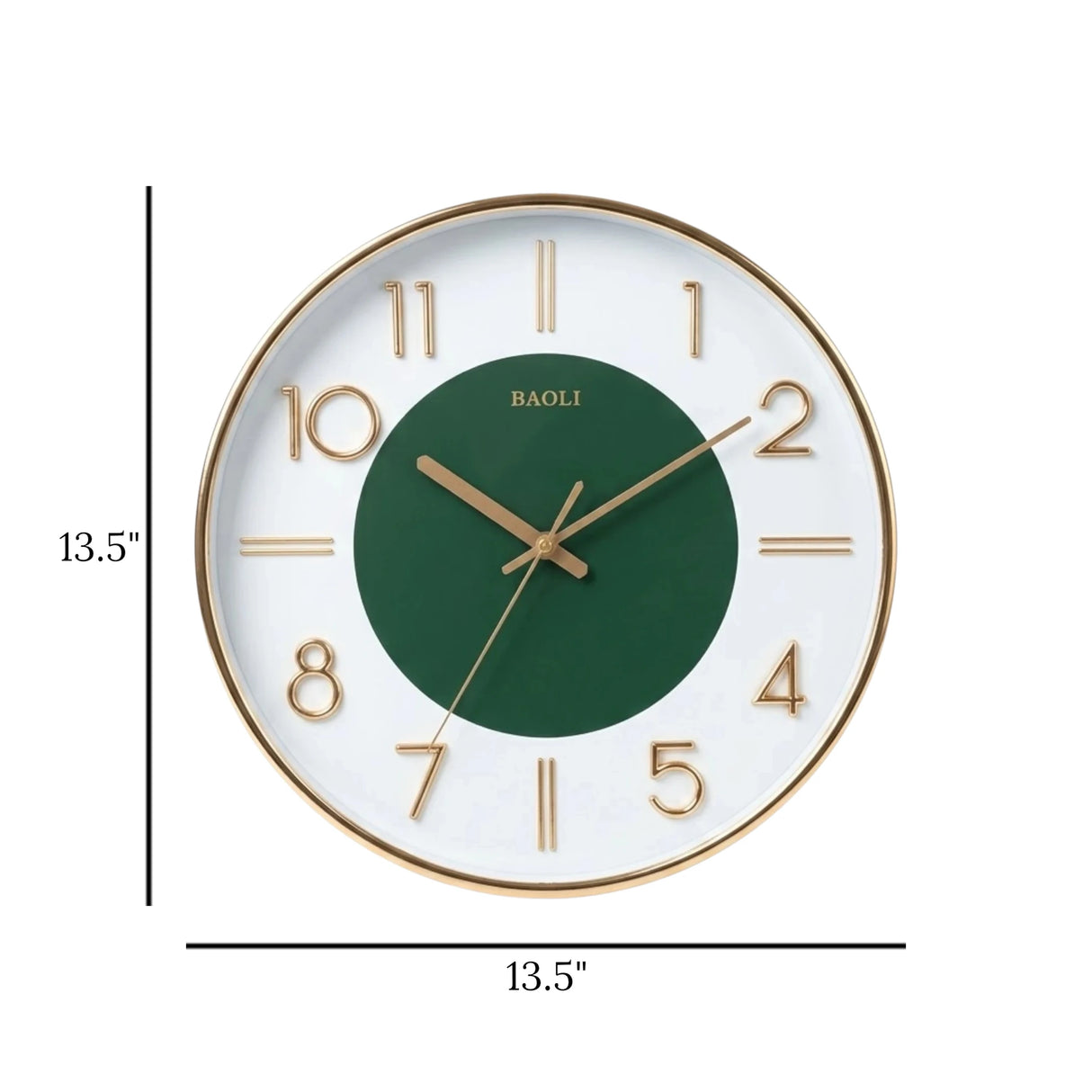 wall clock green & golden 13.5''x13.5'' china
