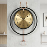wall clock with pendulum black & golden 20''x14''china