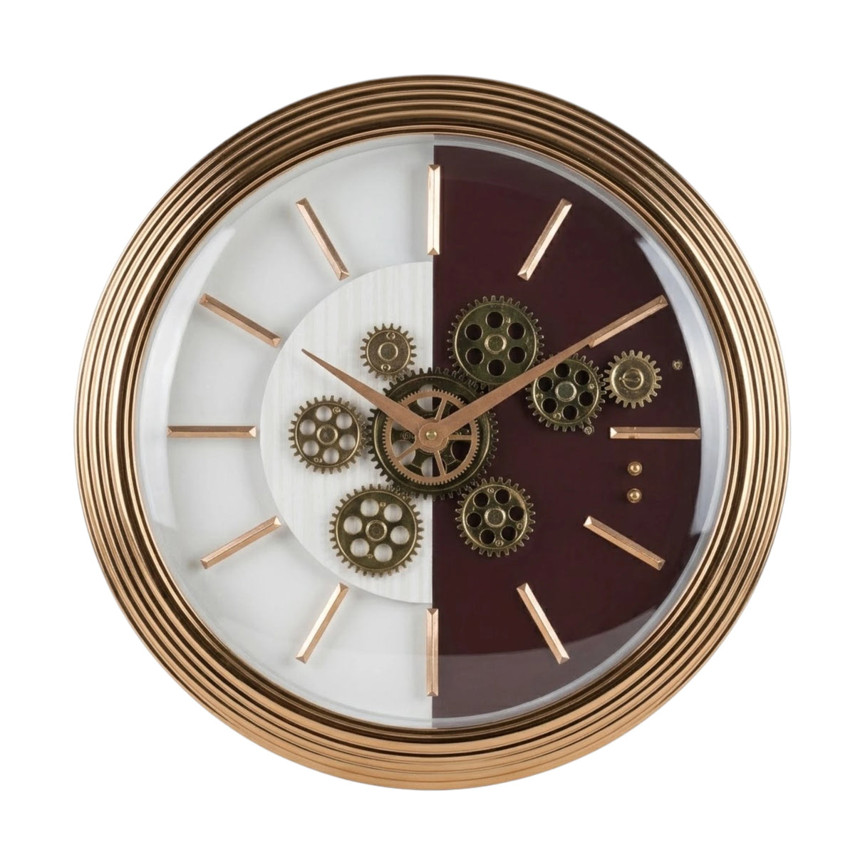 wall clock moving gear white & brown 16''x16" china