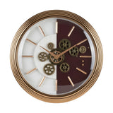 wall clock moving gear white & brown 16''x16" china