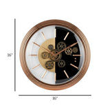 wall clock moving gear black & golden 16''x16" china