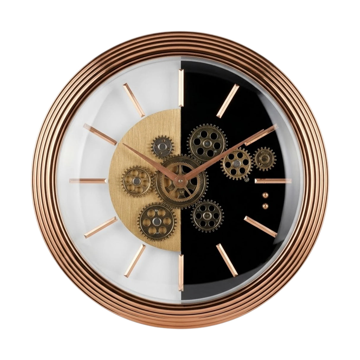 wall clock moving gear black & golden 16''x16" china