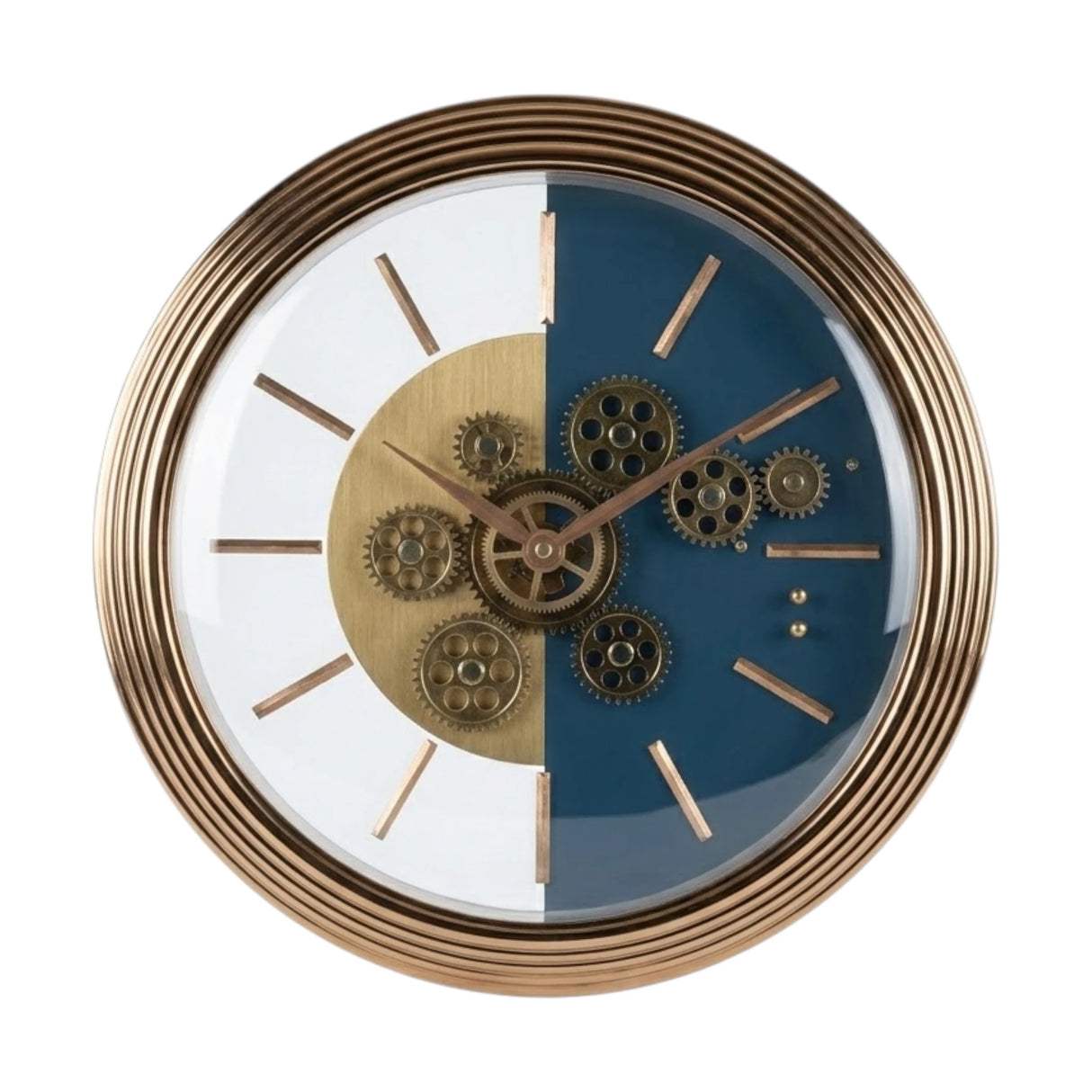 wall clock moving gear blue & golden 16''x16" china