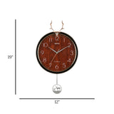 wall clock with pendulum brown & golden 19''x12'' china