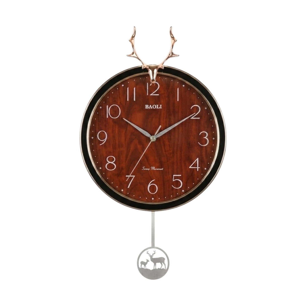 wall clock with pendulum brown & golden 19''x12'' china
