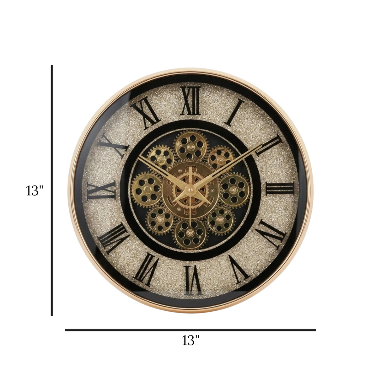 wall clock moving gear golden 13"x13" china