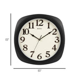 wall clock black & white 15"x15" china