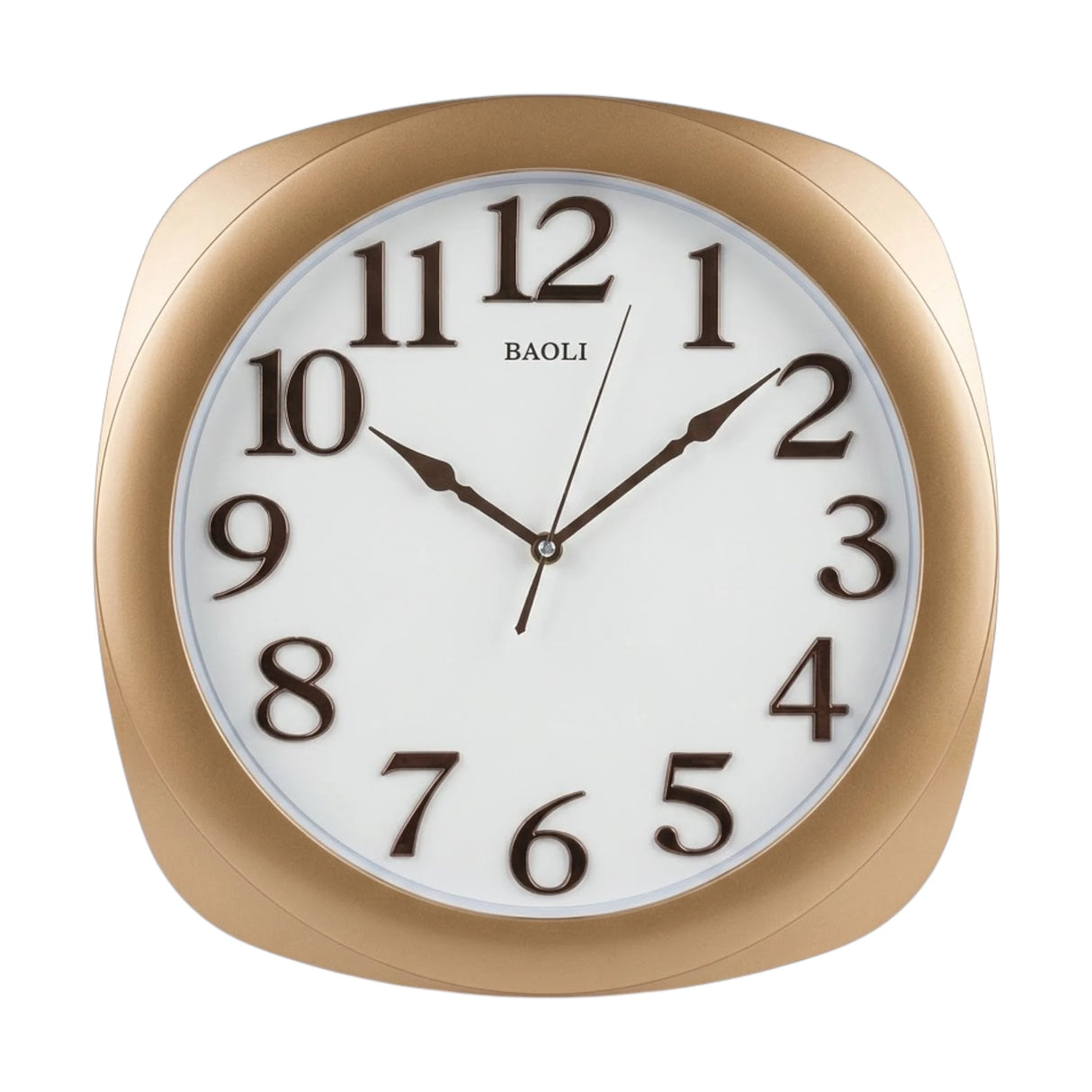 wall clock golden & white 15"x15" china