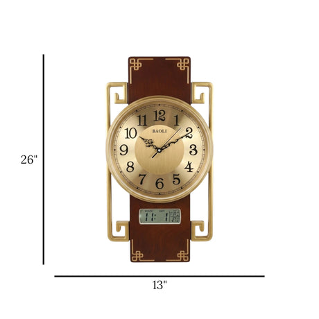 wall clock & pendulam with digital screen brown & golden 26"x13" china