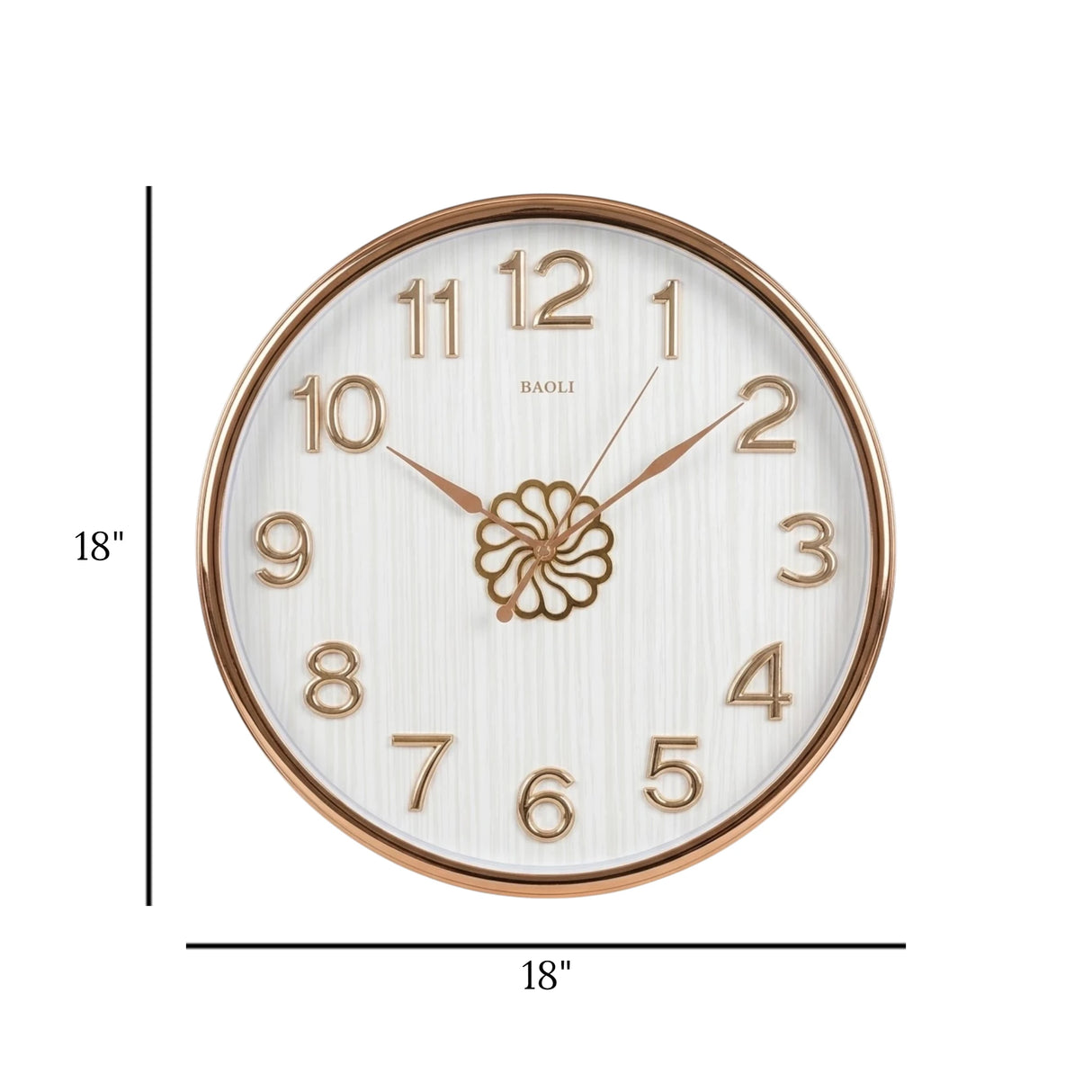 wall clock white & golden 18"x18" china
