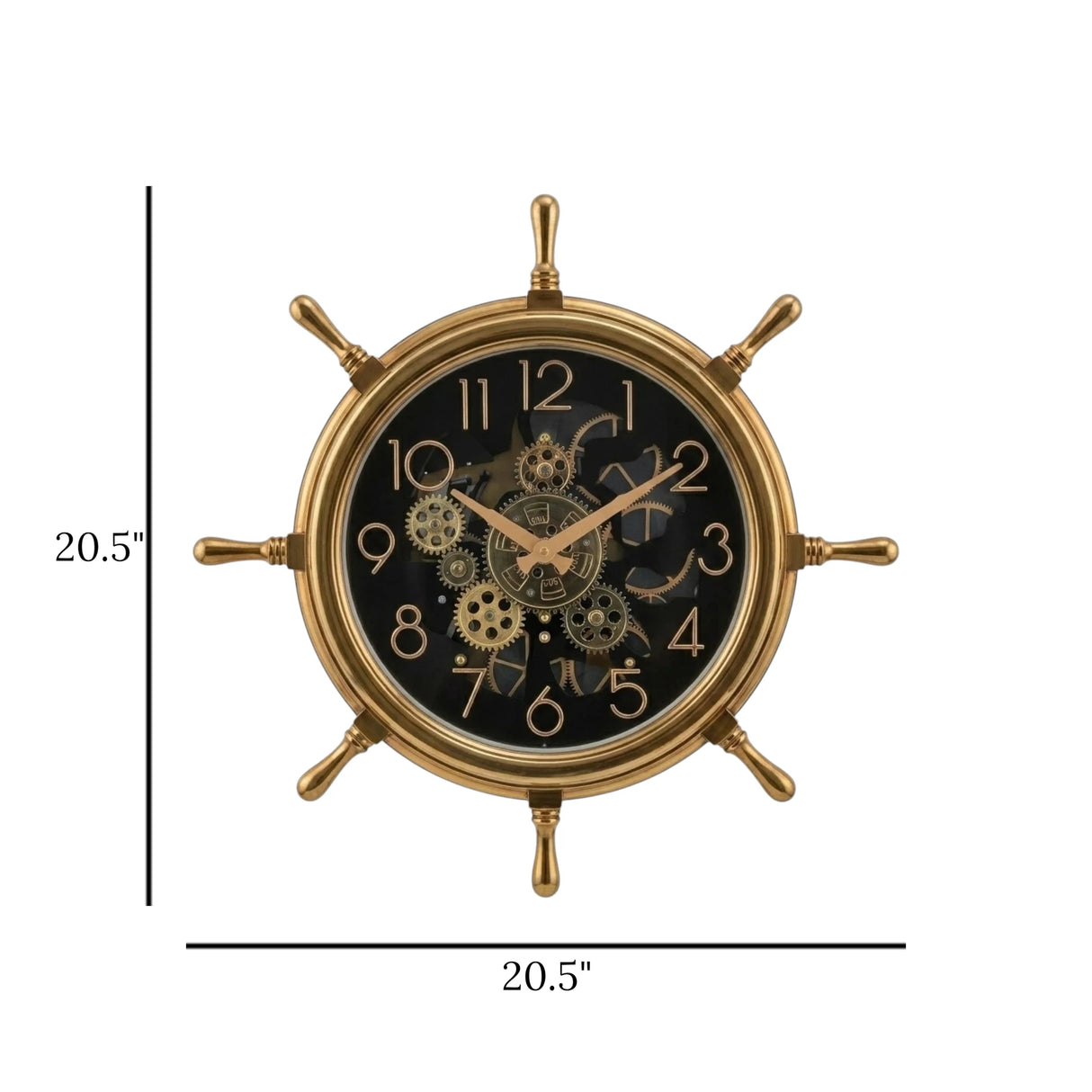 wall clock gear wheel golden & black china "20.5x20.5"