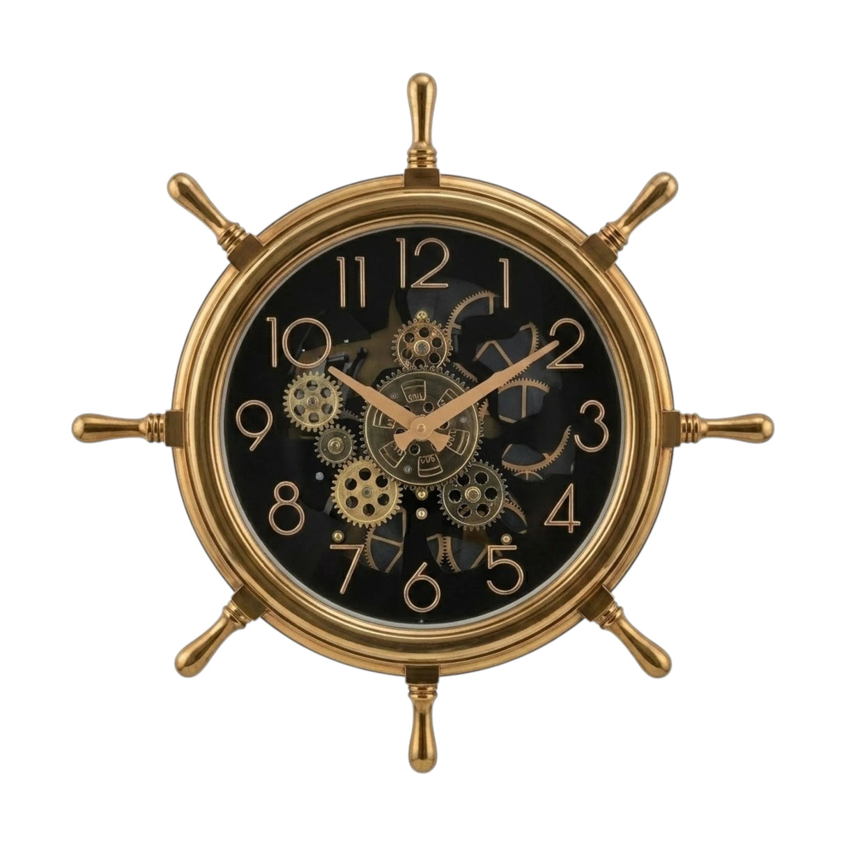 wall clock gear wheel golden & black china "20.5x20.5"