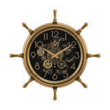 wall clock gear wheel golden & black china "20.5x20.5"