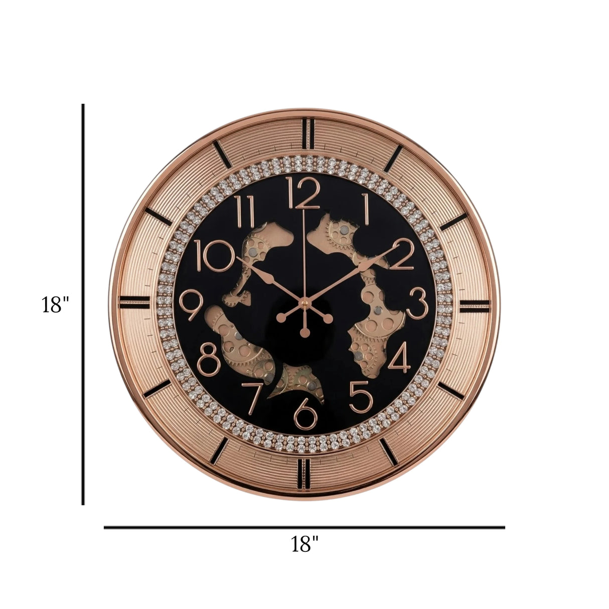 fancy wall clock moving gear black & golden 18"x18" china