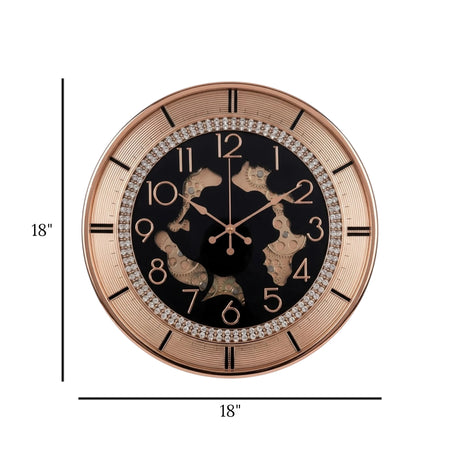 fancy wall clock moving gear black & golden 18"x18" china