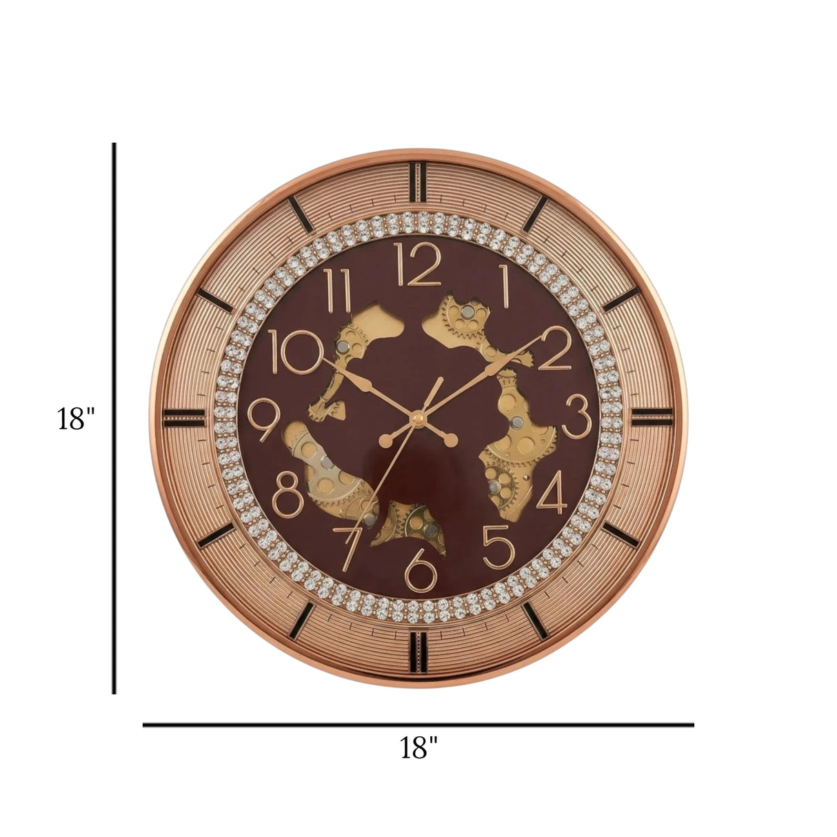 fancy wall clock moving gear brown & golden 18"x18" china