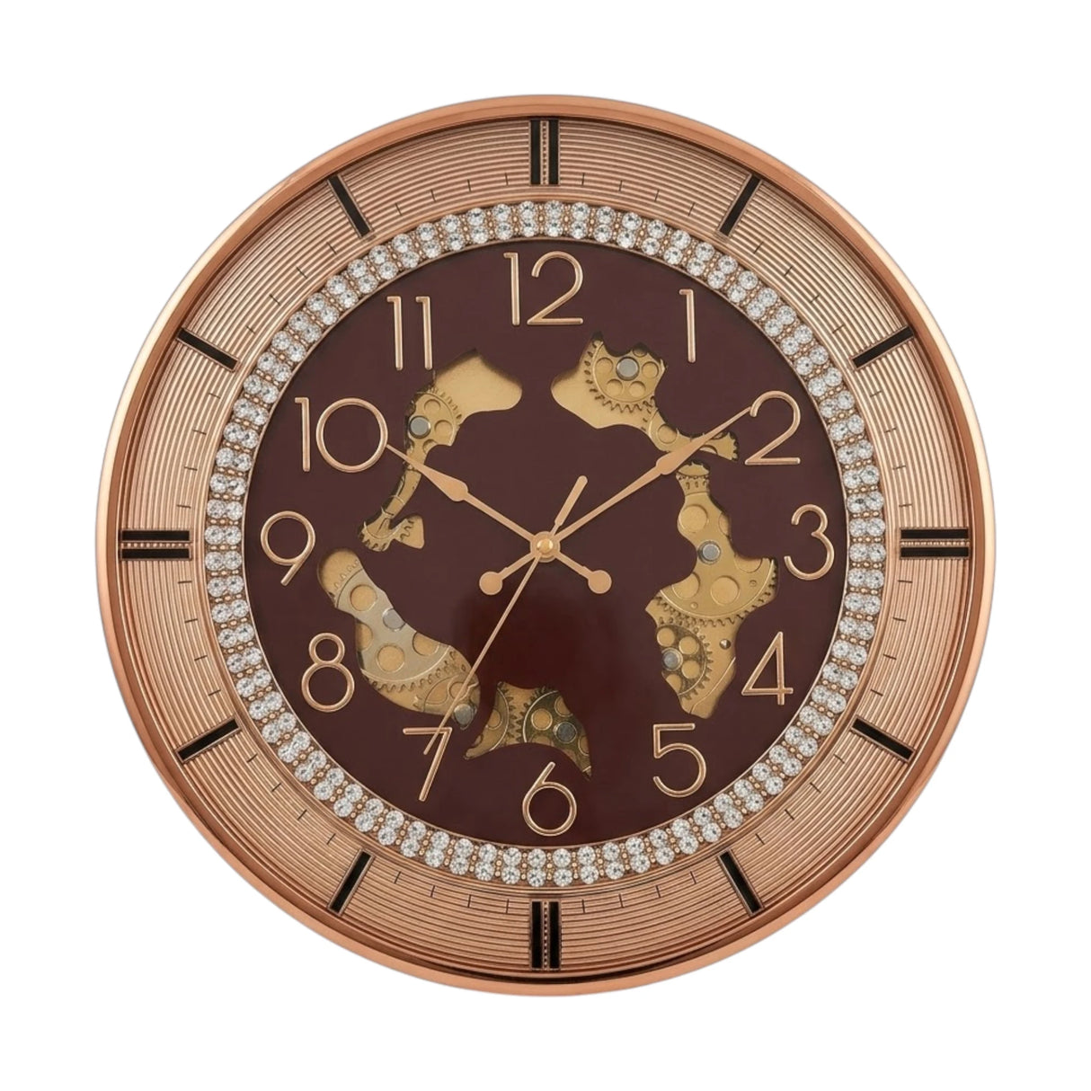 fancy wall clock moving gear brown & golden 18"x18" china
