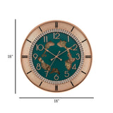 fancy wall clock moving gear green & golden 18"x18" china