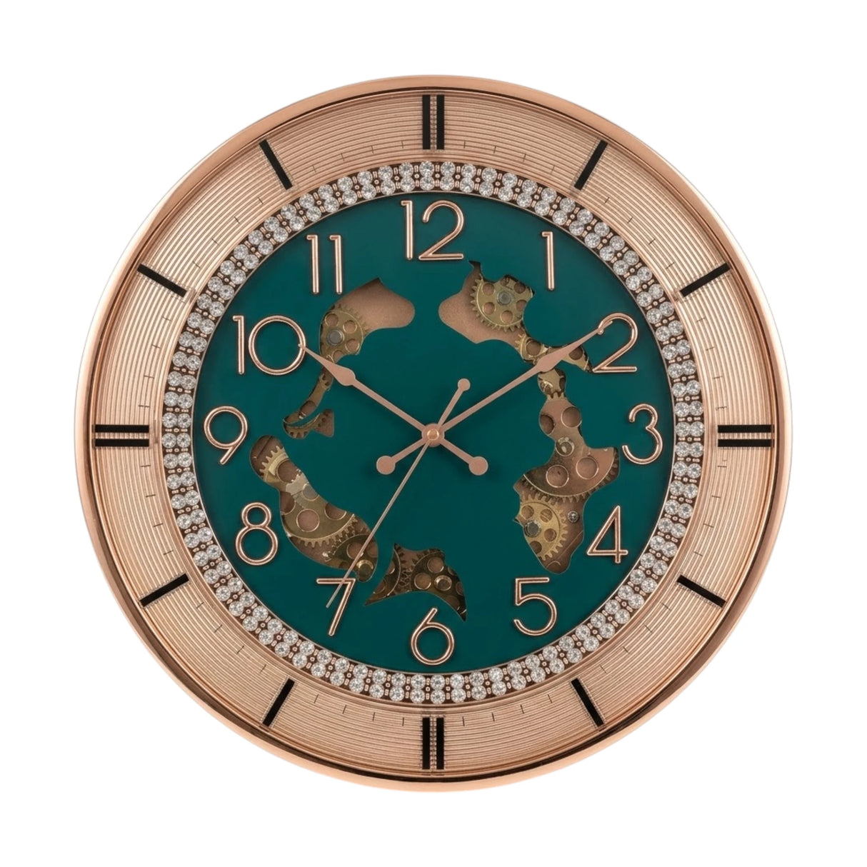 fancy wall clock moving gear green & golden 18"x18" china