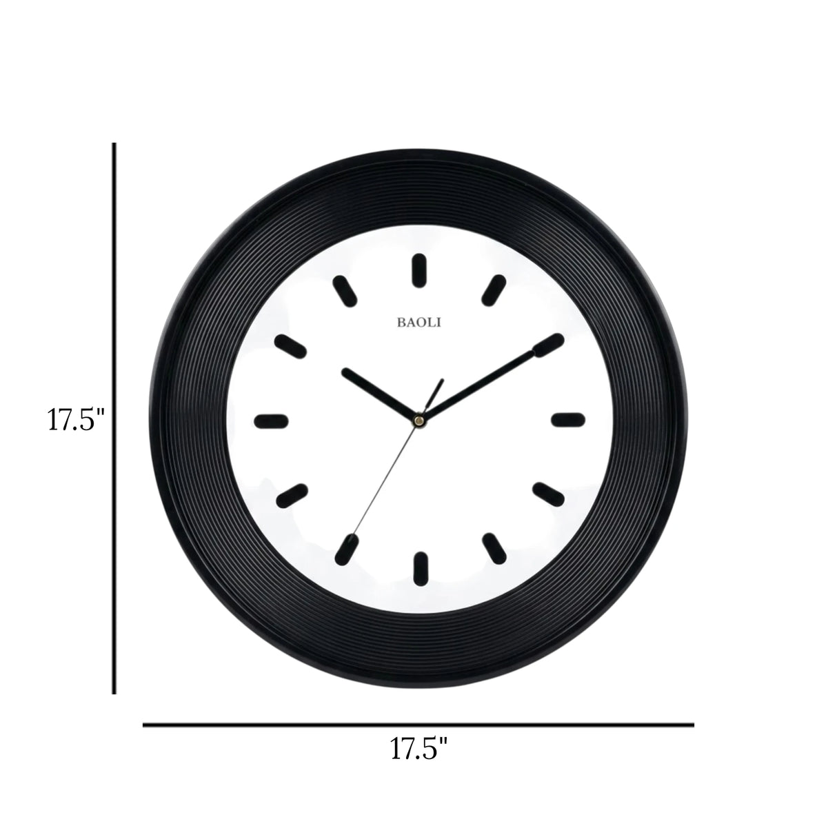 wall clock black & white 17.5"x17.5" china