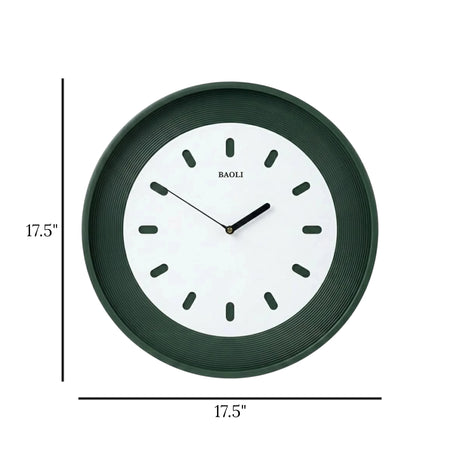 wall clock green & white 17.5"x17.5" china