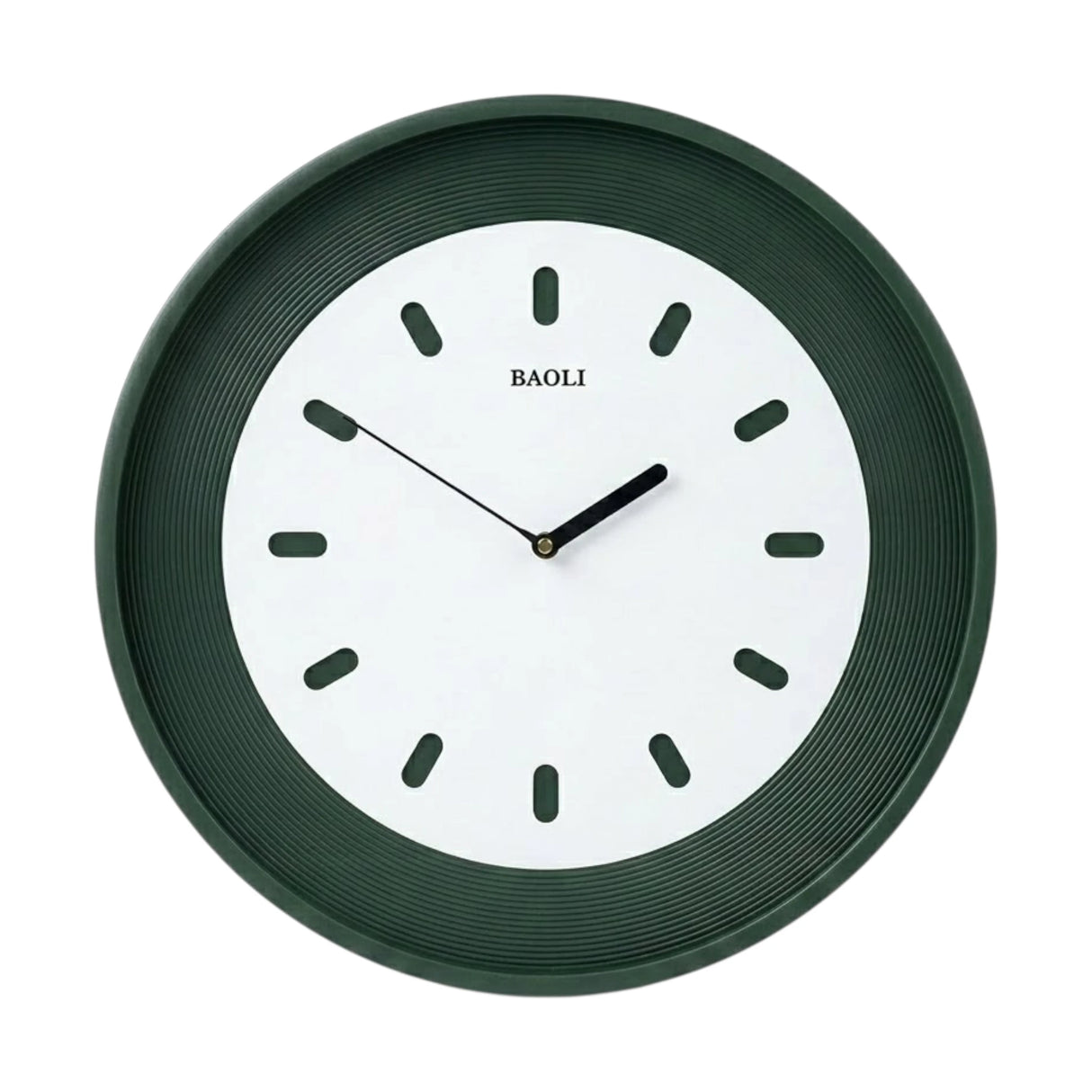 wall clock green & white 17.5"x17.5" china