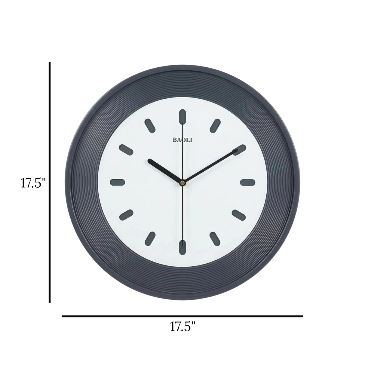 wall clock grey & white 17.5"x17.5" china
