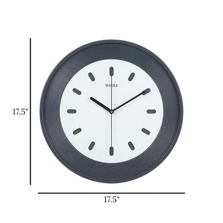 wall clock grey & white 17.5"x17.5" china