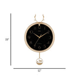 wall clock with pendulum black & golden 19''x12'' china