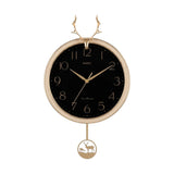 wall clock with pendulum black & golden 19''x12'' china