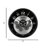 wall clock moving gear black 13''x13''