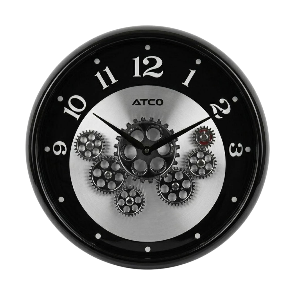 wall clock moving gear black 13''x13''