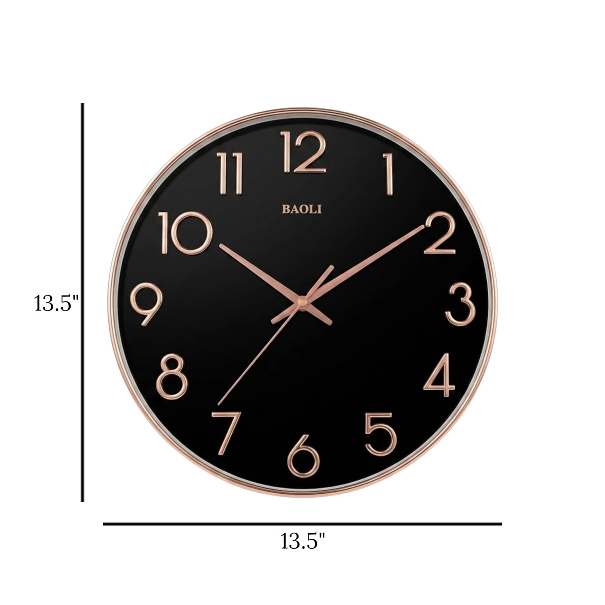 wall clock black & golden 13.5"x13.5" china