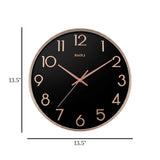 wall clock black & golden 13.5"x13.5" china