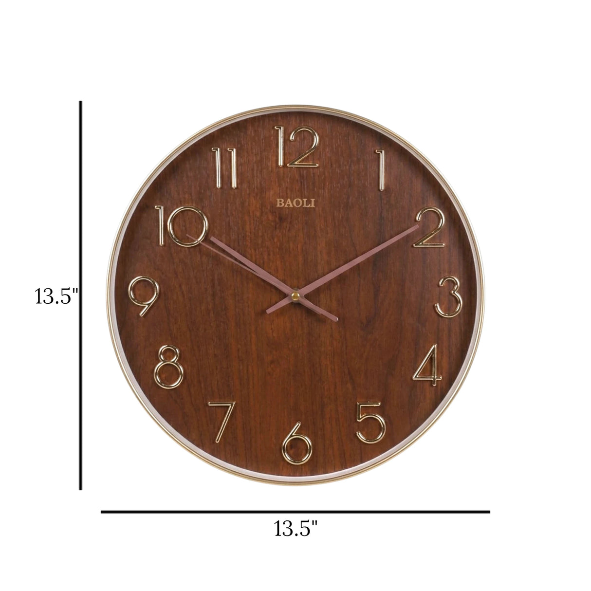 wall clock brown & golden 13.5"x13.5" china