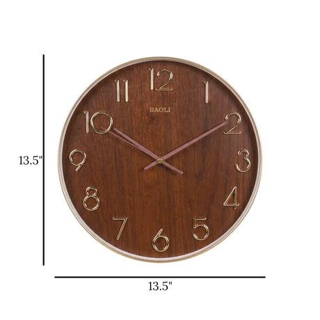 wall clock brown & golden 13.5"x13.5" china