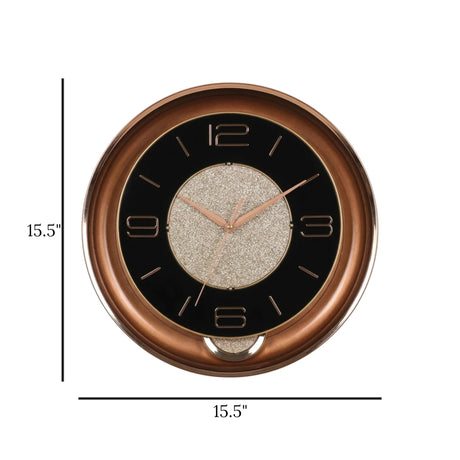 wall clock with pendulum black & golden 15.5"x15.5'' china