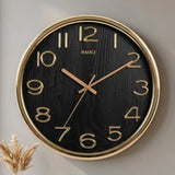 wall clock black & golden 14.5"x14.5" china