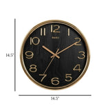 wall clock black & golden 14.5"x14.5" china