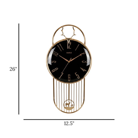 fancy wall clock with pendulum black 26''x12.5'' china
